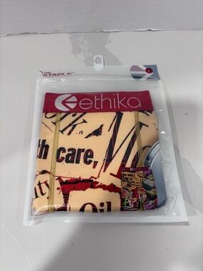 Ethika The Staple Fit Beige Boxer Briefs with Red Waistband Size L